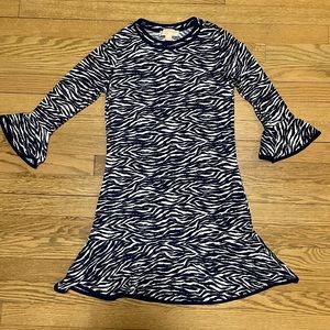 MICHAEL KORS Zebra print Bell sleeves Ruffle hem Jersey Dress